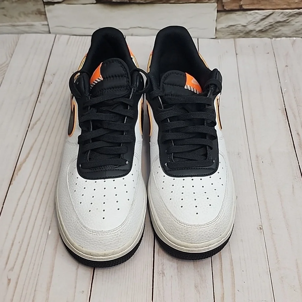 White Black and Orange Nike Air Force 1 - Picture 2 of 7